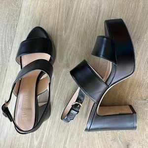 Stuart Weitzman black leather platform heels